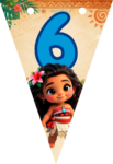 Banderin número 6 Baby Moana Banderines imprimible gratis Banderin número 6 Baby Moana Banderines imprimible gratis