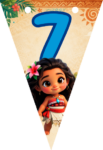 Banderin número 7 Baby Moana Banderines imprimible gratis Banderin número 7 Baby Moana Banderines imprimible gratis