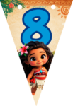 Banderin número 8 Baby Moana Banderines imprimible gratis Banderin número 8 Baby Moana Banderines imprimible gratis