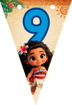 Banderin número 9 Baby Moana Banderines imprimible gratis Banderin número 9 Baby Moana Banderines imprimible gratis