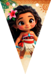 Kit imprimible gratis Baby Moana Banderines candy bar para cumpleaños