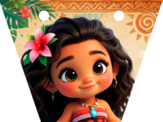 Kit imprimible gratis Baby Moana Banderines candy bar para cumpleaños