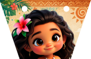 Kit imprimible gratis Baby Moana Banderines candy bar para cumpleaños