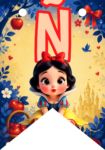 Banderin letra N Blancanieves Bebé imprimible gratis Banderin letra N Blancanieves Bebé imprimible gratis