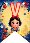 Banderin letra V Blancanieves Bebé imprimible gratis Banderin letra V Blancanieves Bebé imprimible gratis