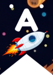 Banderin letra A Cohete Espacial imprimible gratis Banderin letra A Cohete Espacial imprimible gratis