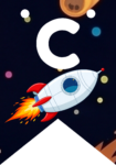 Banderin letra C Cohete Espacial imprimible gratis Banderin letra C Cohete Espacial imprimible gratis
