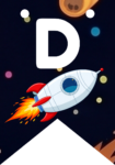 Banderin letra D Cohete Espacial imprimible gratis Banderin letra D Cohete Espacial imprimible gratis