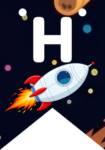 Banderin letra H Cohete Espacial imprimible gratis Banderin letra H Cohete Espacial imprimible gratis