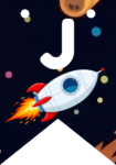 Banderin letra J Cohete Espacial imprimible gratis Banderin letra J Cohete Espacial imprimible gratis