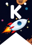 Banderin letra K Cohete Espacial imprimible gratis Banderin letra K Cohete Espacial imprimible gratis