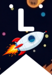 Banderin letra L Cohete Espacial imprimible gratis Banderin letra L Cohete Espacial imprimible gratis