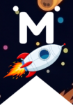 Banderin letra M Cohete Espacial imprimible gratis Banderin letra M Cohete Espacial imprimible gratis