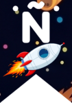 Banderin letra N Cohete Espacial imprimible gratis Banderin letra N Cohete Espacial imprimible gratis