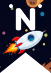 Banderin letra N Cohete Espacial imprimible gratis Banderin letra N Cohete Espacial imprimible gratis