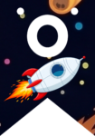 Banderin letra O Cohete Espacial imprimible gratis Banderin letra O Cohete Espacial imprimible gratis