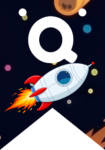 Banderin letra Q Cohete Espacial imprimible gratis Banderin letra Q Cohete Espacial imprimible gratis