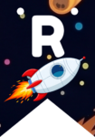 Banderin letra R Cohete Espacial imprimible gratis Banderin letra R Cohete Espacial imprimible gratis