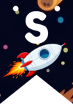 Banderin letra S Cohete Espacial imprimible gratis Banderin letra S Cohete Espacial imprimible gratis