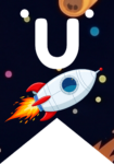 Banderin letra U Cohete Espacial imprimible gratis Banderin letra U Cohete Espacial imprimible gratis