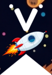 Banderin letra V Cohete Espacial imprimible gratis Banderin letra V Cohete Espacial imprimible gratis