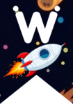 Banderin letra W Cohete Espacial imprimible gratis Banderin letra W Cohete Espacial imprimible gratis