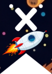Banderin letra X Cohete Espacial imprimible gratis Banderin letra X Cohete Espacial imprimible gratis