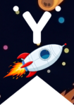 Banderin letra Y Cohete Espacial imprimible gratis Banderin letra Y Cohete Espacial imprimible gratis