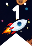 Banderin número 1 Cohete Espacial imprimible gratis Banderin número 1 Cohete Espacial imprimible gratis