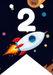 Banderin número 2 Cohete Espacial imprimible gratis Banderin número 2 Cohete Espacial imprimible gratis