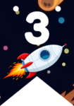 Banderin número 3 Cohete Espacial imprimible gratis Banderin número 3 Cohete Espacial imprimible gratis