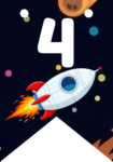 Banderin número 4 Cohete Espacial imprimible gratis Banderin número 4 Cohete Espacial imprimible gratis