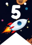 Banderin número 5 Cohete Espacial imprimible gratis Banderin número 5 Cohete Espacial imprimible gratis