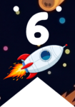 Banderin número 6 Cohete Espacial imprimible gratis Banderin número 6 Cohete Espacial imprimible gratis