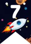 Banderin número 7 Cohete Espacial imprimible gratis Banderin número 7 Cohete Espacial imprimible gratis