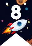 Banderin número 8 Cohete Espacial imprimible gratis Banderin número 8 Cohete Espacial imprimible gratis