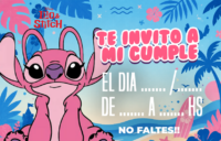 Tarjetita Invitación Stitch Rosa kit imprimible Tarjetita Invitación Stitch Rosa kit imprimible