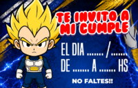 Tarjetita Invitación Baby Vegeta Dragon Ball Z kit imprimible