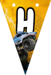 Banderin letra H Megalodon Monster Jam imprimible gratis Banderin letra H Megalodon Monster Jam imprimible gratis