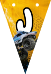 Banderin letra J Megalodon Monster Jam imprimible gratis Banderin letra J Megalodon Monster Jam imprimible gratis