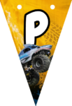 Banderin letra P Megalodon Monster Jam imprimible gratis Banderin letra P Megalodon Monster Jam imprimible gratis