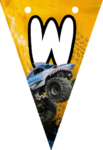 Banderin letra W Megalodon Monster Jam imprimible gratis Banderin letra W Megalodon Monster Jam imprimible gratis