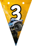 Banderin número 3 Megalodon Monster Jam imprimible gratis Banderin número 3 Megalodon Monster Jam imprimible gratis