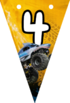 Banderin número 4 Megalodon Monster Jam imprimible gratis Banderin número 4 Megalodon Monster Jam imprimible gratis