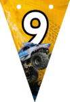 Banderin número 9 Megalodon Monster Jam imprimible gratis Banderin número 9 Megalodon Monster Jam imprimible gratis