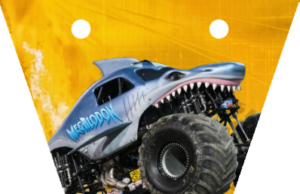 Kit imprimible Banderines gratis Megalodon Monster Jam candy bar – Cumpleaños extremo