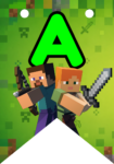 Banderin letra A Minecraft Banderines imprimible gratis Banderin letra A Minecraft Banderines imprimible gratis