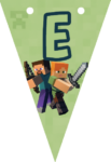 Banderin letra E Minecraft imprimible gratis Banderin letra E Minecraft imprimible gratis