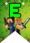 Banderin letra E Minecraft Banderines imprimible gratis Banderin letra E Minecraft Banderines imprimible gratis