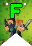 Banderin letra F Minecraft Banderines imprimible gratis Banderin letra F Minecraft Banderines imprimible gratis